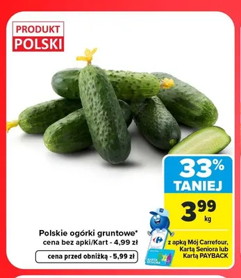 Ogórki gruntowe polskie promocja w Carrefour