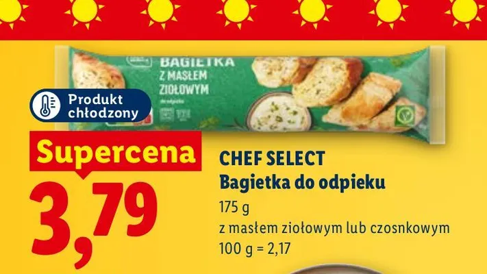 Bagietka do odpieku z masłem ziołowym Chef Select promocja w Lidl