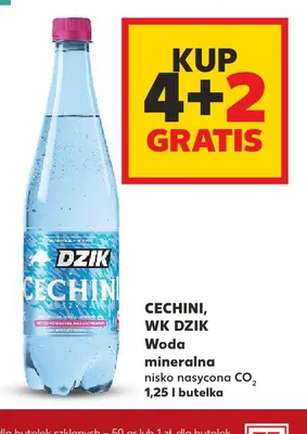 Woda mineralna gazowana nisko nasycona CO2 Cechini WK Dzik promocja w Kaufland