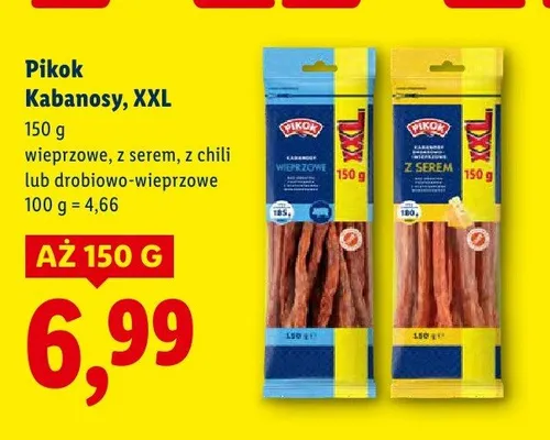 Kabanosy, XXL drobiowo-wieprzowe promocja w Lidl