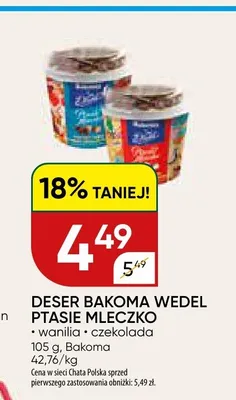 Deser Bakoma Wedel Ptasie Mleczko czekolada promocja w Chata Polska