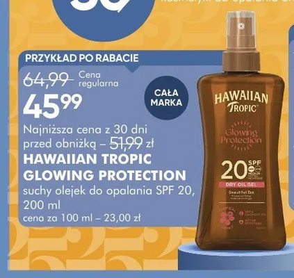 Suchy olejek do opalania SPF 20 HAWAIIAN TROPIC GLOWING PROTECTION 200ml promocja w Super-Pharm