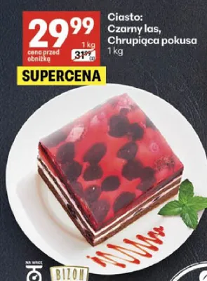 Ciasto czarny las, chrupiąca pokusa promocja w Delikatesy Centrum