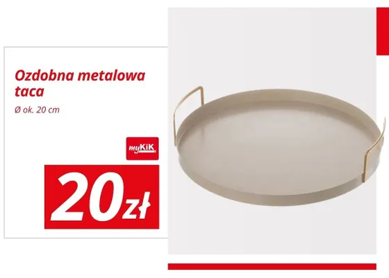 Ozdobna metalowa taca myKiK Ø ok. 20 cm promocja w KiK
