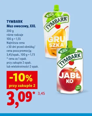 Mus owocowy XXL jabłko Tymbark promocja w Lidl