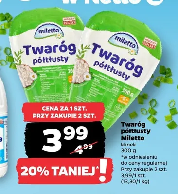 Twaróg półtłusty promocja w Netto