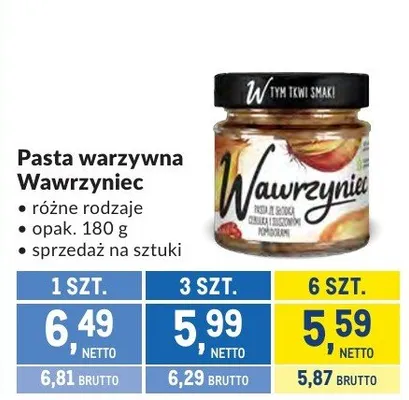 Pasta warzywna Wawrzyniec - różne rodzaje promocja w Makro