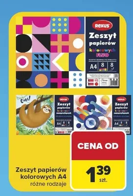 Zeszyt papierów kolorowych Rexus A4 promocja w Carrefour