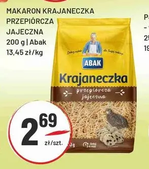Makaron Krajaneczka przepiórcza jajeczna Abak promocja w Sedal