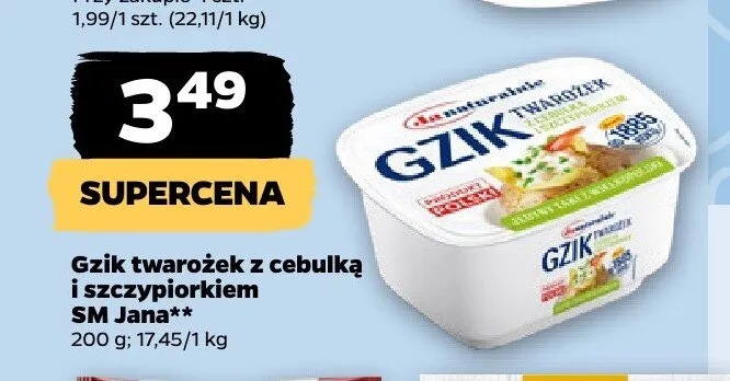 Gzik twarożek z cebulką i szczypiorkiem SM Jana promocja w Netto