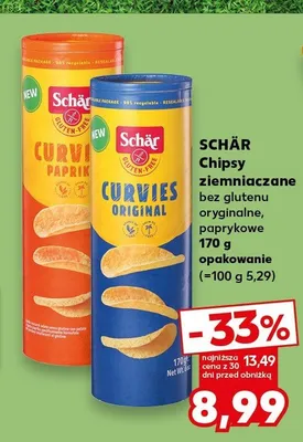 Chipsy ziemniaczane bezglutenowe Schär Curvies paprykowe promocja w Kaufland