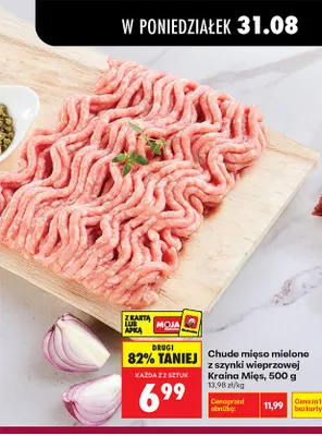 Chude mięso mielone z szynki wieprzowej Kraina Mięs promocja w Biedronka