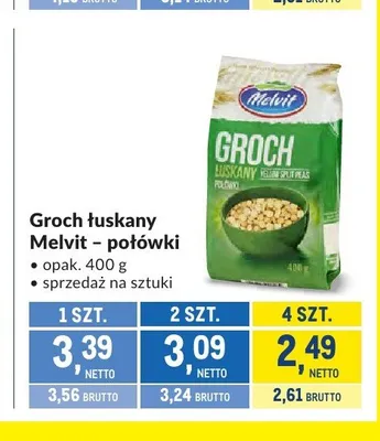Groch łuskany Melvit - połówki promocja w Makro