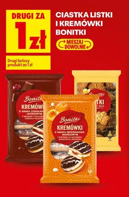 Ciastka Bonitki Kremówki o smaku czekoladowo-wiśniowym promocja w Biedronka