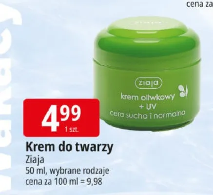 Krem do twarzy Ziaja krem oliwkowy + UV cera sucha i normalna promocja w Leclerc