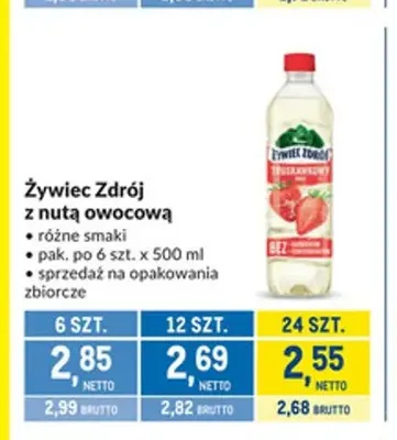 Woda Żywiec Zdrój z nutą owocową promocja w Makro