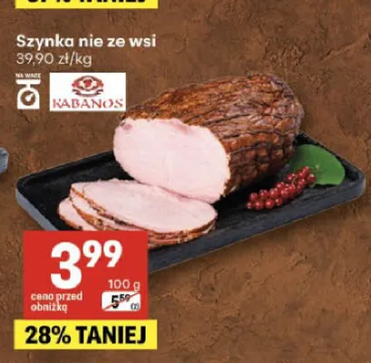 Szynka nie ze wsi Kabanos promocja w Delikatesy Centrum