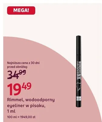 Rimmel wodoodporny eyeliner w pisaku promocja w Rossmann