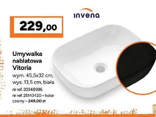 Umywalka nablatowa Invena Vitoria biała promocja w Bricoman