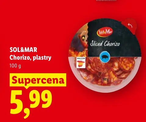 Kiełbasa Chorizo w plastrach Sol&Mar promocja w Lidl