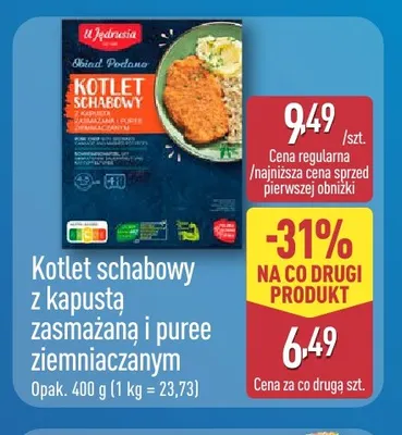 Kotlet schabowy z kapustą zasmażaną i puree ziemniaczanym U Jędrusia promocja w Aldi