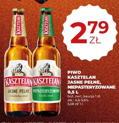 Piwo Kasztelan Niepasteryzowane promocja w Duży Ben