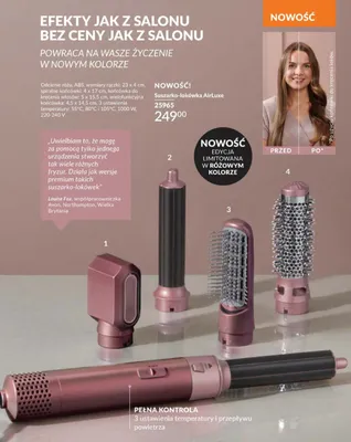 Suszarko-lokówka Avon AirLuxe w różowym kolorze 1000W 220-240V promocja w AVON