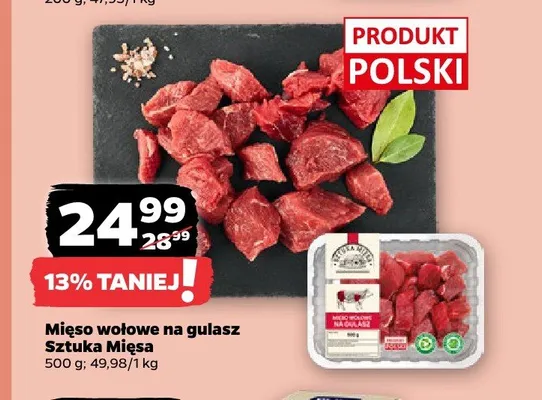 Mięso wołowe na gulasz Sztuka Mięsa promocja w Netto