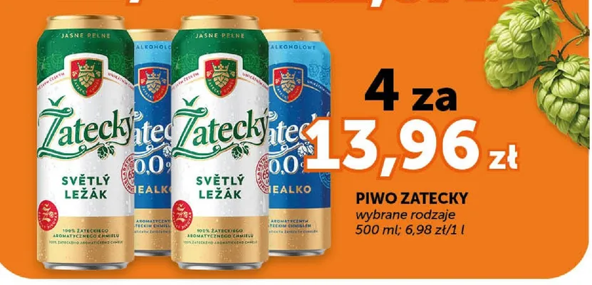 Piwo bezalkoholowe Zatecky 0.0% promocja w Groszek