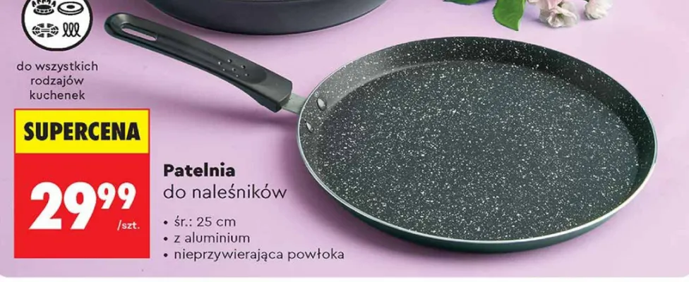 Patelnia do naleśników MG home śr. 25cm z aluminium nieprzywierająca powłoka promocja w Biedronka