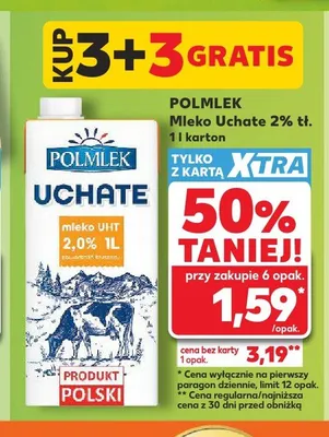 Mleko Uchate 2% tł. Polmlek promocja w Kaufland