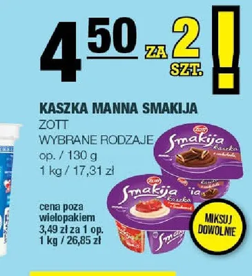 Kaszka manna Smakija Zott promocja w SPAR