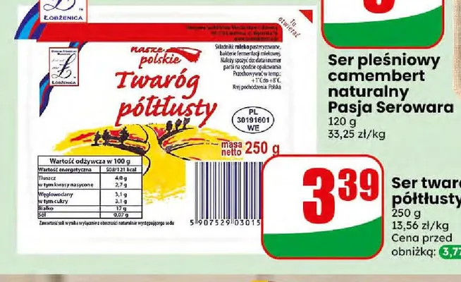 Ser twarogowy półtłusty Łobżenica promocja w Dino