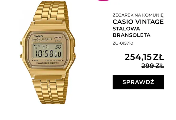 Zegarek Casio Vintage stalowa bransoleta promocja w Briju