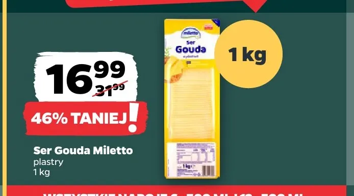Ser gouda w plastrach Miletto promocja w Netto
