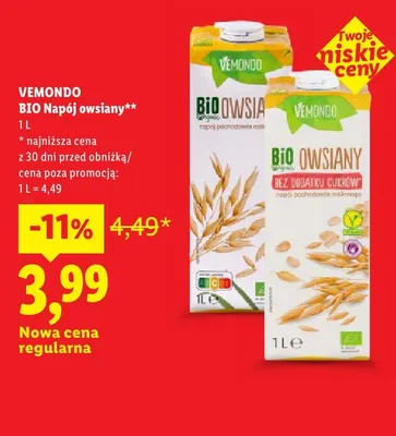 Napój owsiany Vemondo promocja w Lidl