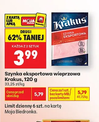 Szynka eksportowa wieprzowa Krakus promocja w Biedronka