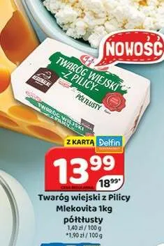 Twaróg wiejski z Pilicy półtłusty Mlekovita promocja w Delfin