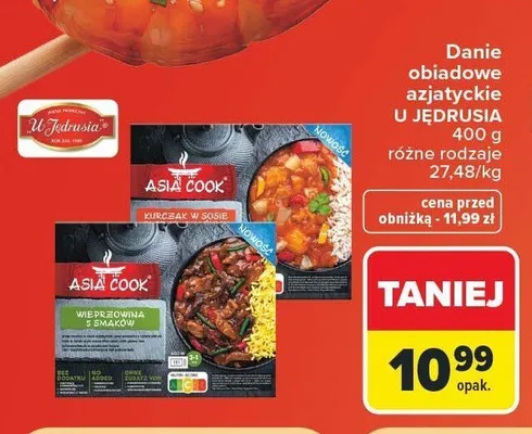 Danie obiadowe azjatyckie Wieprzowina 5 smaków Asia Cook U Jędrusia promocja w Carrefour
