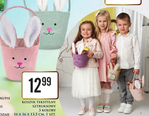 Koszyk tekstylny sztruksowy 3 kolory Dino promocja w Dino