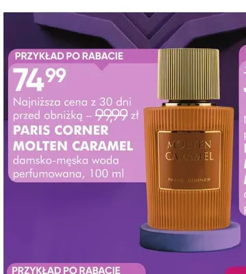 Damsko-męska woda perfumowana Paris Corner Molten Caramel promocja w Super-Pharm