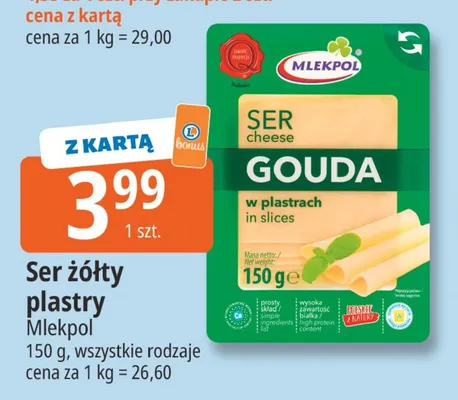 Ser żółty plastry Mlekpol promocja w Leclerc