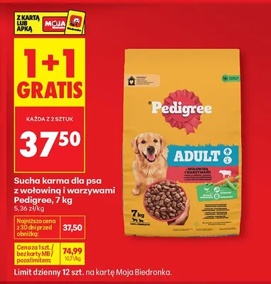 Sucha karma dla psa Pedigree z wołowiną i warzywami promocja w Biedronka