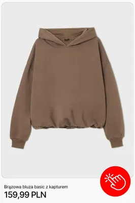 Bluza z kapturem Cropp basic brązowa promocja w Cropp