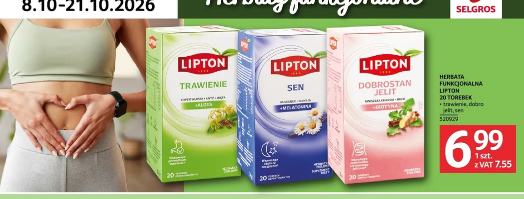 Herbata funkcjonalna Lipton trawienie promocja w Selgros
