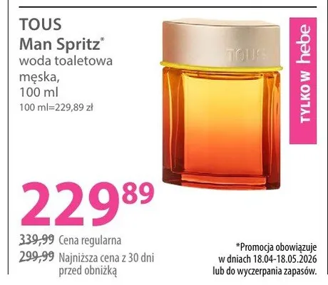 Woda toaletowa męska Tous Man Spritz promocja w Hebe