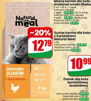 Sucha karma dla kota z kurczakiem Natural Meal promocja w Dino