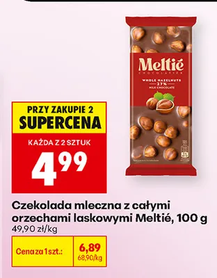 Czekolada mleczna z całymi orzechami laskowymi Meltié promocja w Biedronka