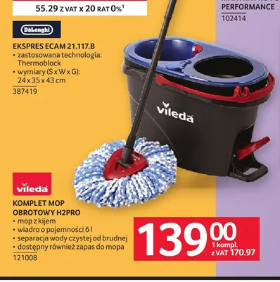 Komplet mop obrotowy H2PRO Vileda promocja w Selgros