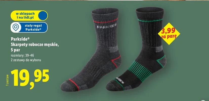 Skarpety robocze męskie, 5 par promocja w Lidl